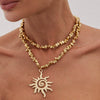 Jewelry Alloy Ccb Ushaped Hammer Pattern Spiral Sun Pendant Clavicle Chain Electroplated Unisex
