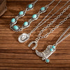 Jewelry Alloy Clavicle Chain Necklace With Geometric Pattern Electroplated Punk Style And Imitation Turquoise Beads