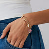 Jewelry Alloy Colorful Ceramic Bead Necklace Sweet Heart Bow Pendant Bracelet With Star Pattern Electroplated