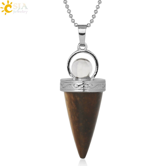 Jewelry Alloy Cone Natural Amethyst Pendant Necklace Minimalist Style