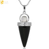 Jewelry Alloy Cone Natural Amethyst Pendant Necklace Minimalist Style