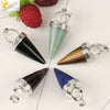 Jewelry Alloy Cone Natural Amethyst Pendant Necklace Minimalist Style