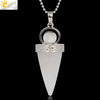 Jewelry Alloy Cone Natural Amethyst Pendant Necklace Minimalist Style