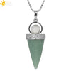 Jewelry Alloy Cone Natural Amethyst Pendant Necklace Minimalist Style