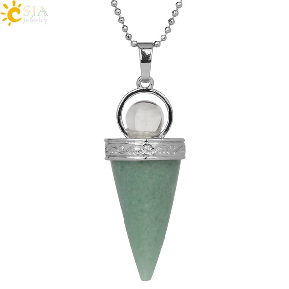 Jewelry Alloy Cone Natural Amethyst Pendant Necklace Minimalist Style
