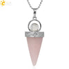 Jewelry Alloy Cone Natural Amethyst Pendant Necklace Minimalist Style