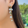 Jewelry Alloy Copper Chain Imitation Pearl Flowers Electroplated Necklace Earrings Set