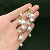 Jewelry Alloy Copper Chain Imitation Pearl Flowers Electroplated Necklace Earrings Set