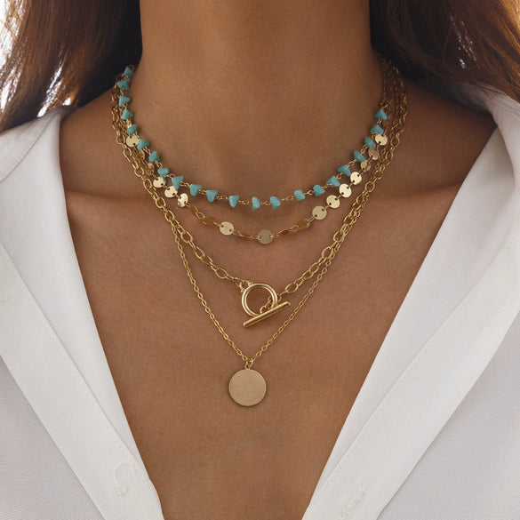 Jewelry Alloy Copper Iron Crystal Punk Geometric Electroplated Clavicle Chain
