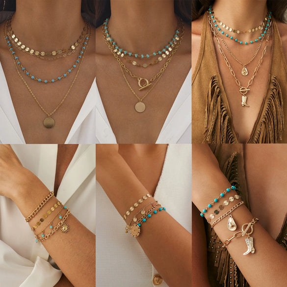 Jewelry Alloy Copper Iron Crystal Punk Geometric Electroplated Clavicle Chain