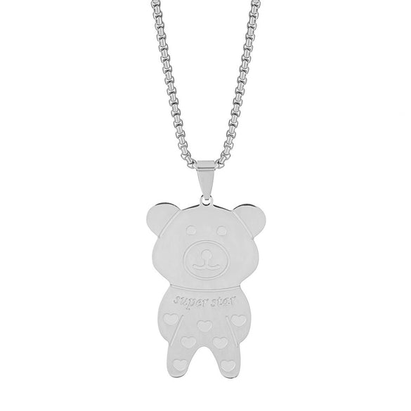 Jewelry Alloy Copper Love Bear Pendant Necklace With Diamond Microinlay Electroplating Water Wave Chain Animals Zodiac Style