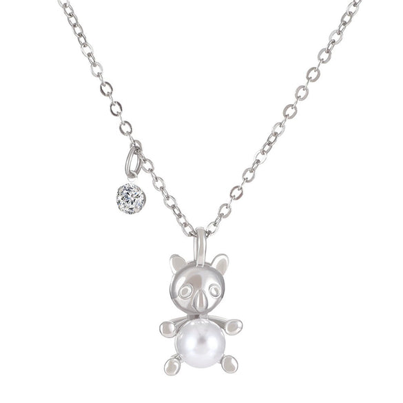 Jewelry Alloy Copper Love Bear Pendant Necklace With Diamond Microinlay Electroplating Water Wave Chain Animals Zodiac Style