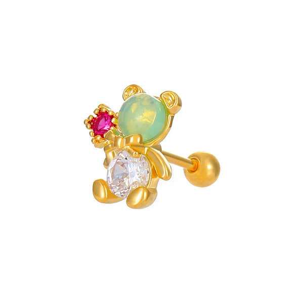 Jewelry Alloy Copper Love Bear Pendant Necklace With Diamond Microinlay Electroplating Water Wave Chain Animals Zodiac Style