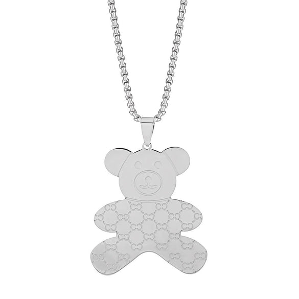 Jewelry Alloy Copper Love Bear Pendant Necklace With Diamond Microinlay Electroplating Water Wave Chain Animals Zodiac Style
