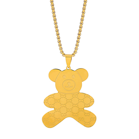 Jewelry Alloy Copper Love Bear Pendant Necklace With Diamond Microinlay Electroplating Water Wave Chain Animals Zodiac Style