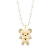 Jewelry Alloy Copper Love Bear Pendant Necklace With Diamond Microinlay Electroplating Water Wave Chain Animals Zodiac Style