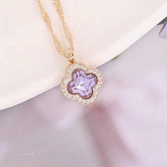 Jewelry Alloy Copper Multicolor Zircon Flower Women's Fashion Water Wave Chain Electroplating Clavicle Necklace