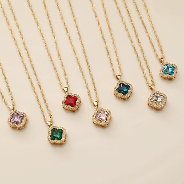 Jewelry Alloy Copper Multicolor Zircon Flower Women's Fashion Water Wave Chain Electroplating Clavicle Necklace