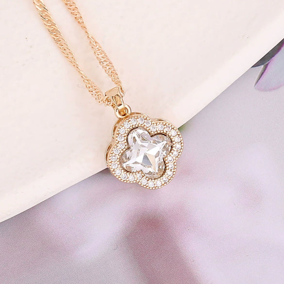 Jewelry Alloy Copper Multicolor Zircon Flower Women's Fashion Water Wave Chain Electroplating Clavicle Necklace
