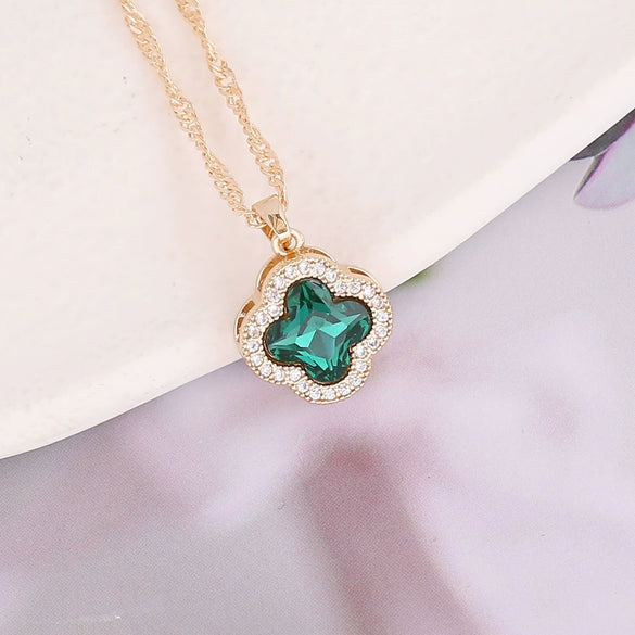 Jewelry Alloy Copper Multicolor Zircon Flower Women's Fashion Water Wave Chain Electroplating Clavicle Necklace