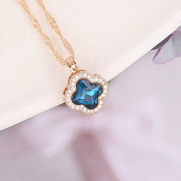 Jewelry Alloy Copper Multicolor Zircon Flower Women's Fashion Water Wave Chain Electroplating Clavicle Necklace