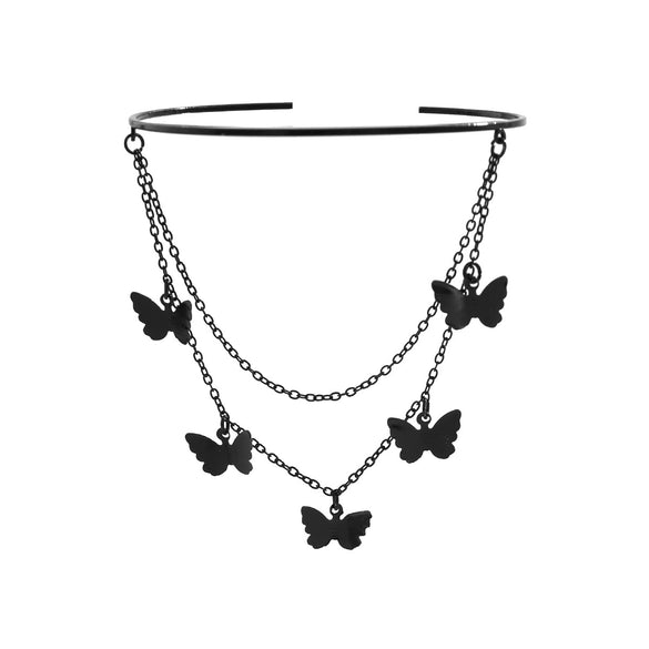 Jewelry Alloy Cross Crystal Multi Layer Open Arm Bracelet And Leg Chain Electroplated
