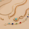 Jewelry Alloy Crystal Clavicle Chain With Sunflower Geometric Pattern And Electroplating Process In Sweet Style For Women