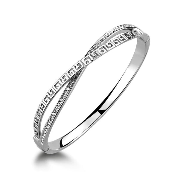 Jewelry Alloy Crystal Geometric Hollow Pattern Cross Bracelet