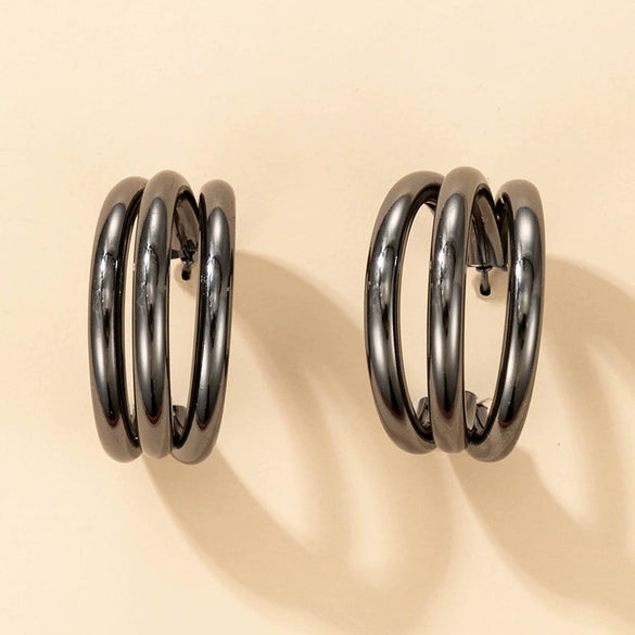 Jewelry Alloy Cshaped Semicircle Geometric Electroplated Earrings