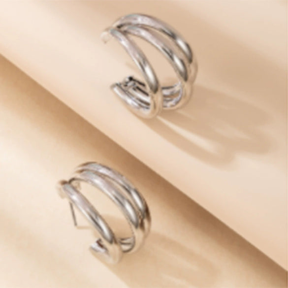Jewelry Alloy Cshaped Semicircle Geometric Electroplated Earrings
