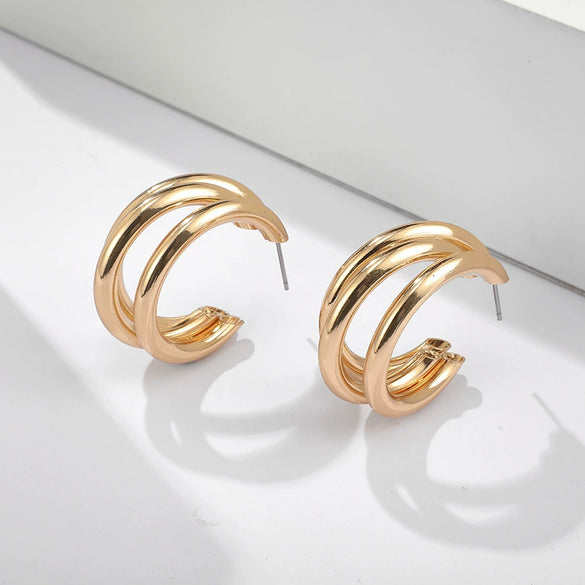 Jewelry Alloy Cshaped Semicircle Geometric Electroplated Earrings