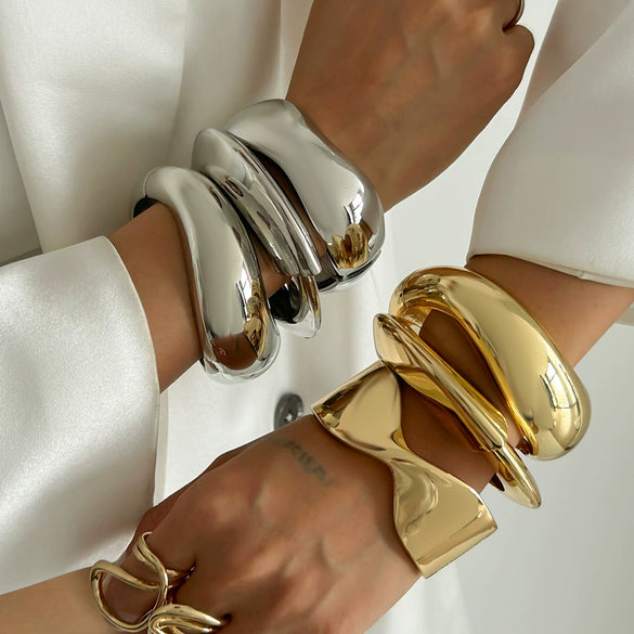 Jewelry Alloy Curved Smooth Spring Irregular Ins Style Electroplated Bracelet