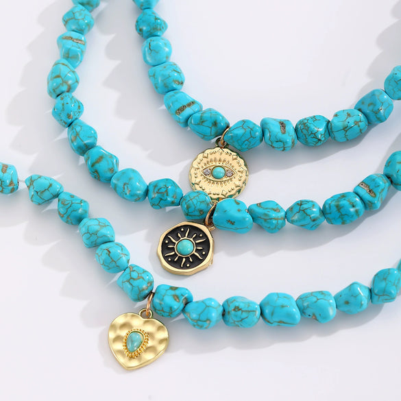 Jewelry Alloy Devil's Eye Geometric Handmade Bohemian Style Necklace For Women