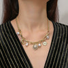 Jewelry Alloy Devil's Eye Pendant Multilayer Necklace With Geometric Wave Pattern And Electroplating Treatment For Women
