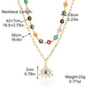 Jewelry Alloy Devil's Eye Pendant Multilayer Necklace With Geometric Wave Pattern And Electroplating Treatment For Women