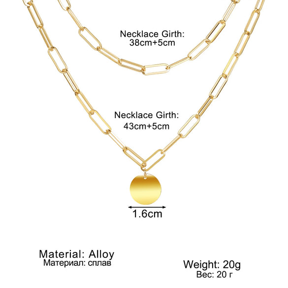 Jewelry Alloy Double Layer Mixed Color Hip Hop Clavicle Chain With Geometric Pattern And Dripping Oil Treatment For Women