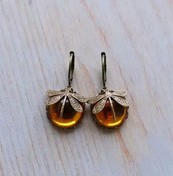 Jewelry Alloy Dragonfly Pattern Electroplated Pastoral Style Women's Earrings