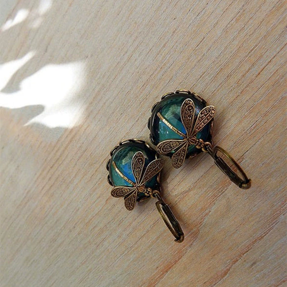 Jewelry Alloy Dragonfly Pattern Electroplated Pastoral Style Women's Earrings