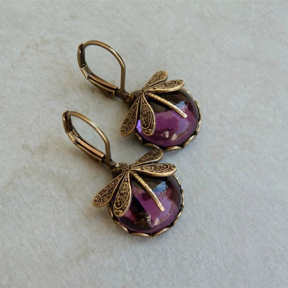 Jewelry Alloy Dragonfly Pattern Electroplated Pastoral Style Women's Earrings