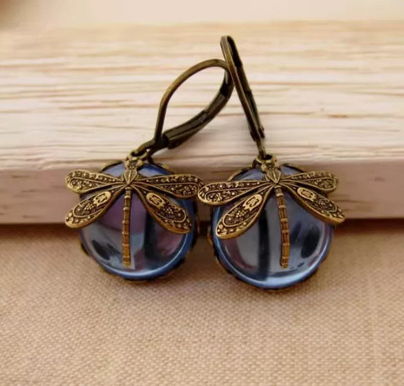 Jewelry Alloy Dragonfly Pattern Electroplated Pastoral Style Women's Earrings