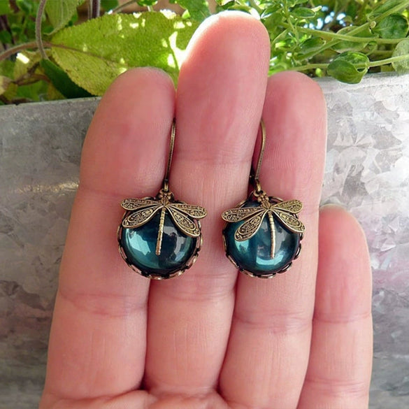 Jewelry Alloy Dragonfly Pattern Electroplated Pastoral Style Women's Earrings
