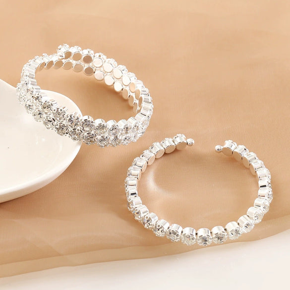 Jewelry Alloy Elastic Bracelet Women's Diamond Round Style
