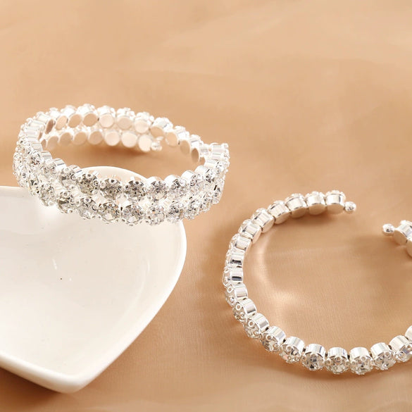 Jewelry Alloy Elastic Bracelet Women's Diamond Round Style