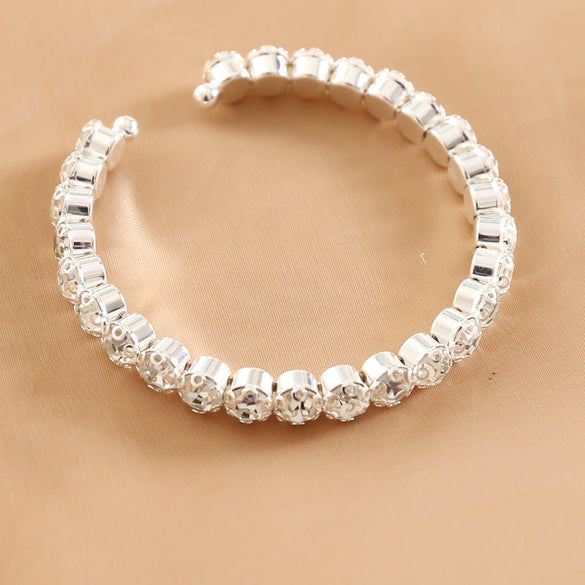 Jewelry Alloy Elastic Bracelet Women's Diamond Round Style
