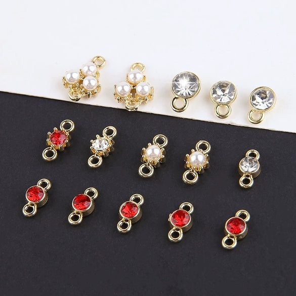 Jewelry Alloy Electroplating Double Hanging Diamond Cup Pearl Pendant Earrings Necklace Accessories With Line Pattern