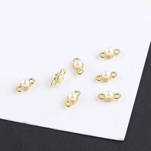 Jewelry Alloy Electroplating Double Hanging Diamond Cup Pearl Pendant Earrings Necklace Accessories With Line Pattern