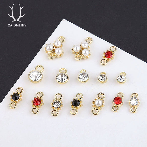 Jewelry Alloy Electroplating Double Hanging Diamond Cup Pearl Pendant Earrings Necklace Accessories With Line Pattern