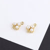 Jewelry Alloy Electroplating Double Hanging Diamond Cup Pearl Pendant Earrings Necklace Accessories With Line Pattern