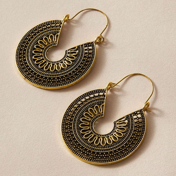 Jewelry Alloy Electroplating Geometric Semicircular Cshaped Fanshaped Earrings With Spider Web Pattern
