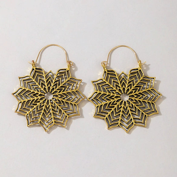 Jewelry Alloy Electroplating Geometric Semicircular Cshaped Fanshaped Earrings With Spider Web Pattern